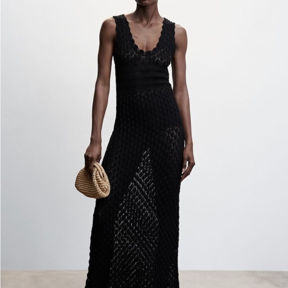 Black Open Work Mango Dress